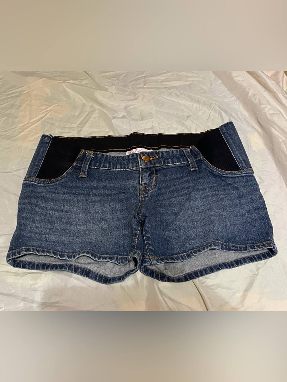 Isabel Denim Maternity Shorts - Dark Blue